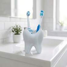 Cartoon Big White Tooth Multi-Function Storage Bucket, Bathroom Sink Toiletries Organizer Rack, Office Desk Stationery Holder, Niche Creative Dental Theme Decorative Ornament - White - View 8