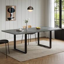 140/180/220cm Extendable Dining Table, 6-10 Seater MDF Kitchen Table, Modern Large Dining Table With Heavy-Duty Extension Runners, 100kg Load Capacity - Grey - View 2