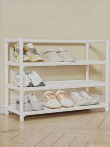 1 Pack Multi-Layer Sturdy Heavy-Duty Plastic Shoe Storage Shelf, Modern Neutral Color Vertical Freestanding Shoe Organizer Rack For Hallway Bedroom Closet Entryway, Christmas Thanksgiving Home Organization Gift - Multicolor - View 16