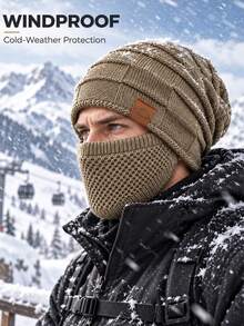 Set Topi dan Masker Wajah Musim Dingin Anti Dingin 2 Potong Unisex – Penutup Tali Serut Elastis, Ringan dan Hangat; Cocok untuk Bersepeda, Ski, dan Olahraga Luar Ruangan; Topi Warna Polos, Topi Musim Dingin Hangat dengan Lapisan Anti Angin dan Penghangat Telinga. - MultiWarna - View 6