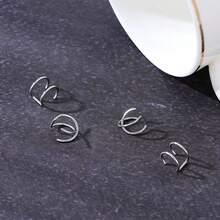 2pcs Minimalist Personalized Double Layer Ear Clips, Line Design Without Piercing, Couple Ear Cuffs, Unisex Earrings, Suitable For Daily Wear And Gatherings, Exquisite Gift Set For Her - Multicolor - View 10