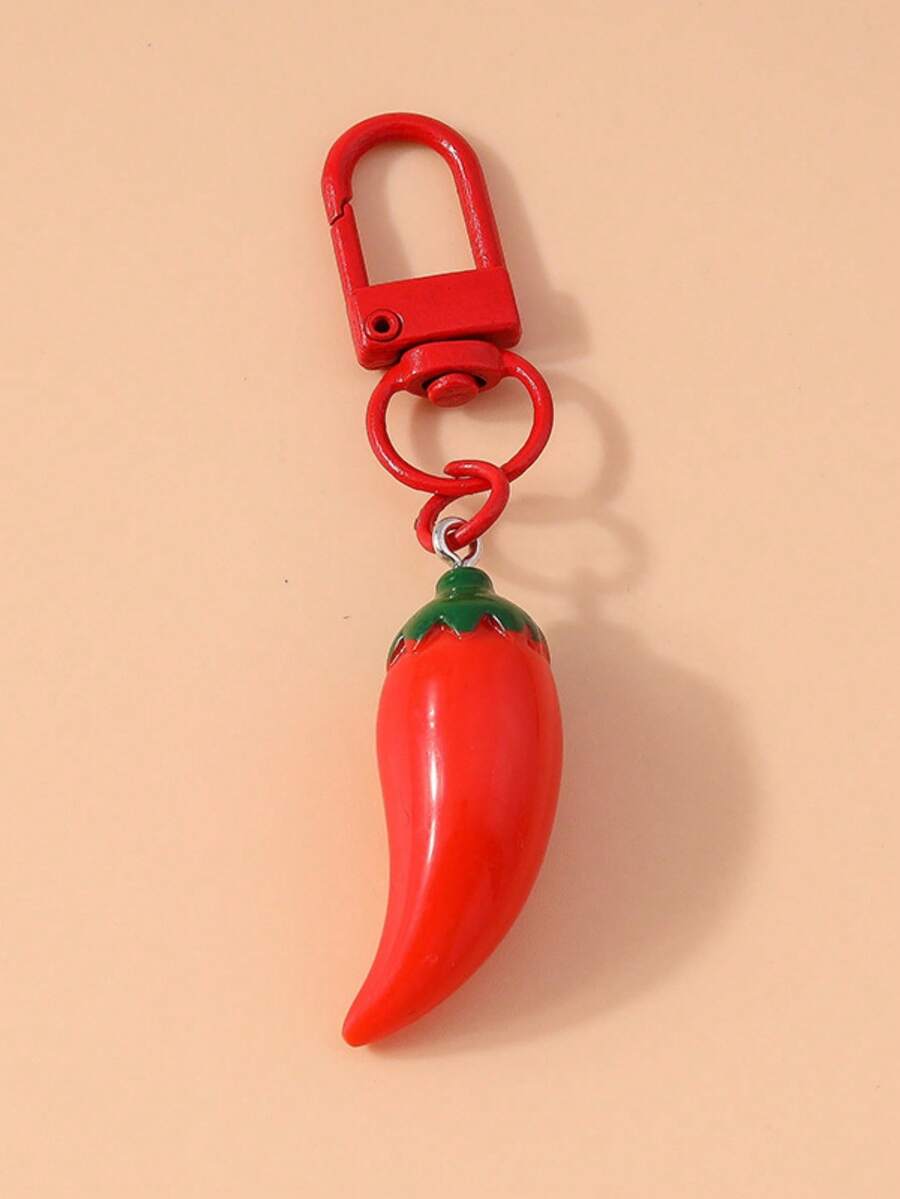 One Creative Chili Keychain, A Ladies' Personalized Imitation Pendant Keyring, A Small Gift, For Daily Decoration, For Mobile Phone Decoration - Red - View 1