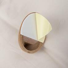 6pcs Wood-Grain Plastic Oval Hooks With Self-Adhesive Backing, No Need To Drill Holes For Kitchen And Bedroom, Adhesive Hooks, Utility Hooks - Camel - View 2