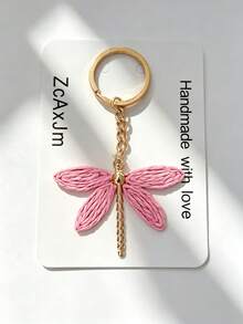 Woven Dragonfly Bag Charm, Soft Beige Keychain, Women's Tote Bag Accessory, Versatile Gift Pendant - Multicolor - View 10