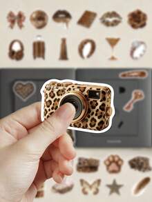 50 pcs Stiker Motif Macan Tutul Cokelat Y2K untuk Dekorasi Planner, Buku Harian, Scrapbook, Buku Catatan, Koper, Gitar, Skateboard, Manual, Laptop, Botol Minum, Ponsel - MultiWarna - View 8