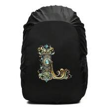 Penutup Hujan Ransel Motif Cetak Huruf Gulir Bunga Dekoratif Vintage, Pelindung Ransel Tali Serut Tahan Air dan Anti Debu, Perlengkapan Outdoor Tahan Lama untuk Mendaki, Berkemah dan Perjalanan - Hitam - View 18