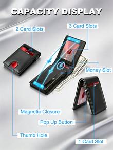 Men's RFID Anti-Theft Pop-Up Card Holder, Carbon Fiber Credit Card Wallet, Ultra-Thin Smart Wallet With ID Window And Cash Slot, Anti-Theft Bank Card Organizer - Black - View 5