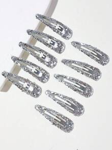 20入女童金銀色亮片水滴簡約可愛髮夾，瀏海與散髮用髮夾，日常使用髮飾 - 彩色 - 查看 6