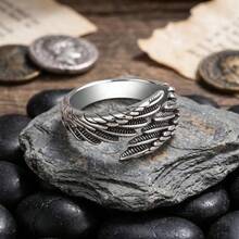 Caiyao Angel Wing Rings With Adjustable Open Band - Punk Devil Wings, Bypass Band, Promise Rings For Men, Women - Multicolor - View 2