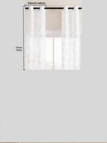 2件裝透光裝飾刺繡仿亞麻窗簾，適用於居家廚房、客廳與臥室 - 白色 - 查看 12
