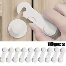 10pcs Heavy Duty White Plastic Safety Lock Set - Easy Tool-Free Adhesive Installation With Strong Grip, Suitable For Refrigerators, Cabinets, Pantries And Kitchen Appliances | Safety Door And Cabinet Locks For Home And Kitchen Safety - Pet And Family Safety - Multicolor - View 13