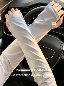 3/1pc Women's Ice Silk Breathable Gloves, Summer Driving UV Protection Arm Sleeves, Arm Protection, Sun Protection Ice Sleeves, Beach Accessories - Loose Fit - View 5