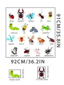 1. Cartoon Insect English Learning Wall Stickers Ladybug Butterfly Bee Praying Mantis Early Education Self-Adhesive Removable Children's Room Wall Decor Stickers - Multicolor - View 3