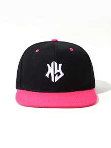 1pc NY Embroidered Flat Brim Baseball Cap, Colorblock Contrast Hip Hop Streetwear Hat, Adjustable Unisex Dance Flat Cap Outdoor Sun Hat, Lightweight - Baseball Cap - View 12