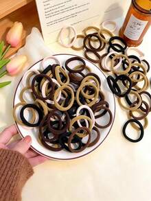 20 Large Seamless Rubber Bands, Hair Ties, Hair Ropes, High-Elastic Hair Ties, Black Hair Accessories - Multicolor - View 9