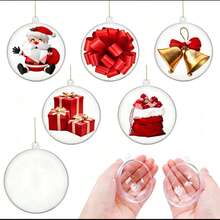 10pcs Clear Fillable Plastic Christmas Balls, Transparent Hollow Acrylic DIY Handmade Decoration Balls, Reusable Hanging Ornaments For Christmas Tree, Suitable For Holiday Home Wedding Party Decoration - Clear - View 1