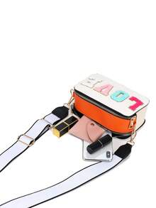 1pc Women's Creative Towel Embroidery LOVE Letter Crossbody Camera Bag, Wide Strap Zipper Small Bag, Sweet Girl Style Shoulder Bag - M1963 - View 12