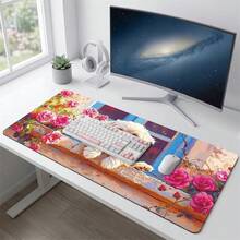 Colorful Petal And Puppy Pattern Gaming Mouse Pad, Non-Slip Rubber Desk Mat, Smooth Sliding Surface, Suitable For Computer Laptop Office Home, Cute Abstract Art Decor, Back To School Supplies - A - View 6