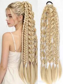 24 Inch Synthetic Fiber Handmade Mixed-Color Lantern Bubble Twist Braids – Daily & Vacation Style Hair Extensions, Suitable For - Multicolor - View 3