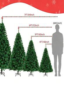 1pc Artificial Christmas Tree, With Metal Stand, Full Dense Branches, Easy Assembly, Reusable, Great For Christmas Scenery, Suitable For Shop & Home Decoration, Indoor & Outdoor Use, Christmas Tree Only, Accessories Not Included - Multiple Specifications - View 3