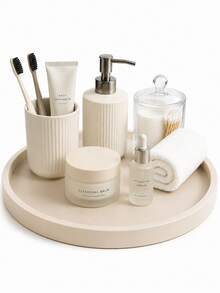 Round Silicone Vanity Tray, Decorative Organizer Tray For Bathroom Counter, Coffee Table, Kitchen Sink And Dresser - Multicolor - View 1