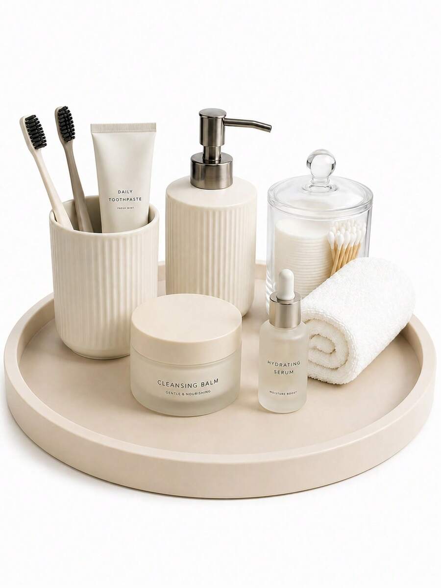 Round Silicone Vanity Tray, Decorative Organizer Tray For Bathroom Counter, Coffee Table, Kitchen Sink And Dresser - Multicolor - View 1