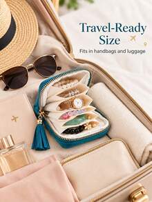 Portable Jewelry Storage Bag With 6 Layers, Travel Jewelry Box For Rings, Earrings, Bracelets And Necklaces, Mini Cosmetic Storage Bag With Zipper, Women's Small Item Organizer, Travel Essential Accessory, Gift For Women - Multicolor - View 4
