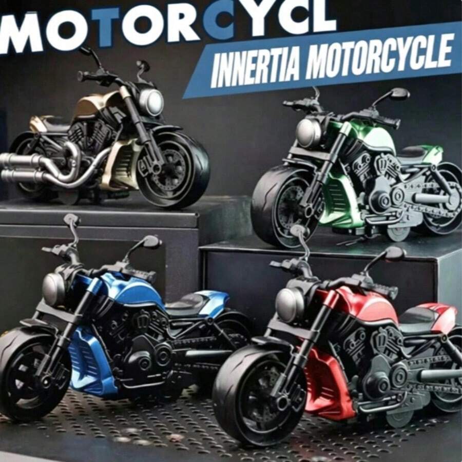 1pc Realistic Motorcycle Model Toy, Inertia Pull Back Toy Vehicle, Detailed Motorcycle Shape, Compact Mini Toy, Fun Interactive Novelty Toy For Teens & Adults (Random Color & Style) - Multicolor - View 1
