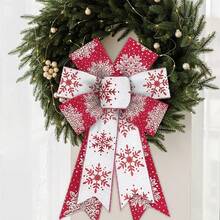 1/2 Roll 63mm X 5 Yards Christmas Snowflake Wired Ribbon, Christmas Wreath Bow Making Ribbon, Winter Burlap Craft Decorative Ribbon, Red And White Color, Suitable For Gift Wrapping And Handmade Crafts - Multicolor - View 11