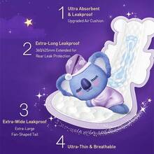 whisper Women's Overnight Sanitary Pads With Wings, Extra Absorbent, Leak-Proof Side And Back, Ultra Soft Surface, 10pcs/Pack - View 2