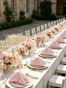 1/6/12/24/48pcs Satin Napkins 10 Colors Available, Silky Shiny Table Napkins, Durable Fabric Dinner Napkins For Wedding Banquet Party Hotel Table Decor, Foldable Cloth Napkins For Table Setting - Pink - View 8