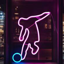 1pc LED Soccer Action Pattern Neon Light Bar Wall Scene Decor Hanging Lamp Battery/USB Powered Romantic Fairy Light Home Holiday Birthday Party Bedroom Room Decoration - Football Neon Sign - View 9