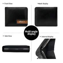 KAIDUCH Vintage Men's Wallet With Zipper Money Organizer With Multiple Card Slots Business Office Multi-Function Portable Men's Front Pocket Wallet Coin Purse - Black - View 2