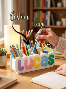 Personalized Name Pencil Holder, Custom 3DPrinted Desk Organizer, Back To School Gifts - Multicolor - View 1