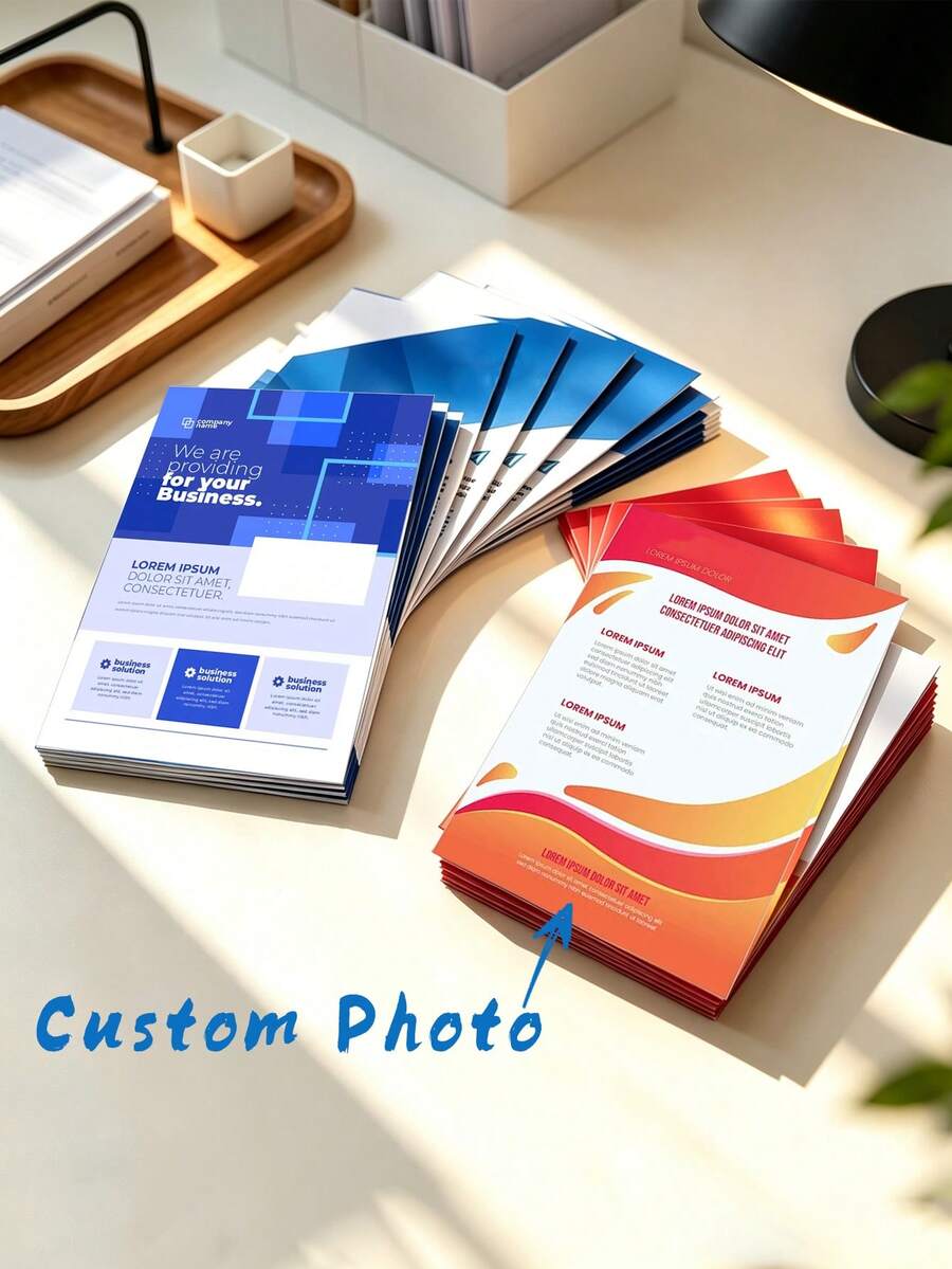 100/200/300/500pcs Customized Flyers: Upload Design For Custom Promotional Posters, Double-Sided Printing, Suitable For Business Marketing, Events, Party Promotion, Small Business Promotion, Store Opening Party, Commercial Advertising, Club Recruitment, Gym Promotion, Restaurant Promotion, Beauty Salon Advertising, Real Estate Flyers, Corporate Introduction, Product Promotion - Multicolor - View 1