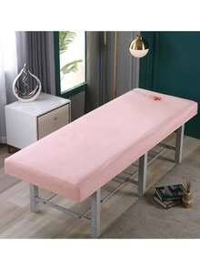 1pc Waterproof Oil-Resistant Beauty Salon Massage Bed Cover, Full Coverage Elastic SPA Massage Bed Sheet With Hole (190*80cm) - Multicolor - View 7