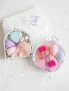 A Set Of Cute Multi-Shaped Makeup Sponge Beauty Products | Soft Plush Texture | With Storage Box | Portable For Travel - Multicolor - View 5