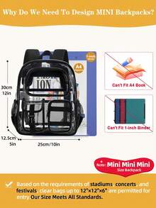 Mini Transparent Backpack 12x6x12 Stadium Approved Women's Girls Clear Small Daily Bag For Concerts Sports Events Travel Work Holidays - Multicolor - View 6