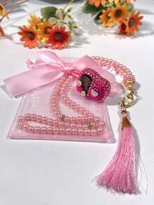 Rhinestone Ring Electronic Counter With Pearl Beads And Tassel Pendant, Portable Prayer Counter Gift With Storage Gauze Bag - Multicolor - View 7