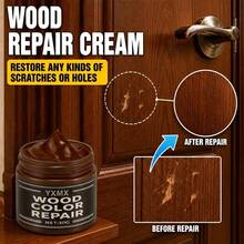 YXMX Wood Color Repair Paste (30g) With Scraper Spatula, Professional Furniture Scratch And Crack Filler Cream For Hardwood Floors, Doors And Cabinets - Brown + Board Brush - View 2