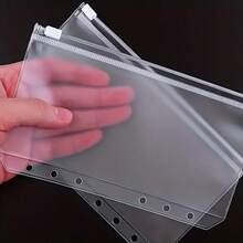1/5/10/20Pcs A6 6-Hole Clear Binder Zipper Pockets, Waterproof PVC Loose Leaf Cash Envelopes Document Pouches For 6-Ring Budget Binder - Sets - View 6
