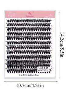 240/200 قطعة رموش صناعية طبيعية مختلطة D Curl Vacation Lashes 40D مقاس 9-16 مم، رموش فردية كثيفة صف واحد، رموش صناعية DIY بتصميم عناقيد، إكستنشن رموش فردية، عناقيد رموش، رموش صناعية - D - مشاهدة 3