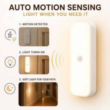VOLACI Set 3 buah Lampu Sensor LED Dinding, Bentuk Persegi Panjang, Cahaya Hangat/Putih, Sensor Gerak Cerdas, Penerangan Rumah, Dapat Diisi Ulang USB, Pemasangan Mudah dengan Gantungan Magnetik, Cocok untuk Dapur, Lemari Penyimpanan, Tangga, Rak Lorong, Penggunaan di Rumah dan Kantor - Lampu Kabinet - View 11