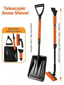 2pcs 5-In-1 Detachable Telescopic Snow Brush Ice Scraper, Rotatable Winter Snow Removal Tool, Suitable For Car Windshield, Driveway And Sidewalk, ABS Aluminum Alloy Material - Multicolor - View 7