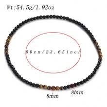 2Pcs 8mm Black Obsidian Tiger Eye Beaded Necklace Bracelet Set For Men Women, Unisex Natural Stone Bead Jewelry Set - Multicolor - View 10