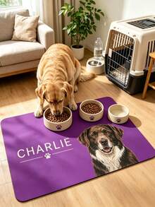 1PC Personalized Dog Food Mat, Custom Pet Name&Photo Feeding Mat, Dog Bowl Mat, Minimalist Pet Placemat, Custom Dog & Cat Feeding Mat, Pet Bowl Floor Mat, Kitchen Home Decor, Gift For Dog Lovers - Multicolor - View 4