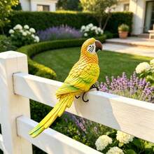1pc Resin Parrot Decor, Realistic Bird Statue With Hook, Suitable For Outdoor Garden Fence And Flower Pot Decoration, Tropical Style Yard Decor And Holiday Party Props - Bird Figurine - View 2