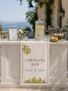 1pc Personalized Lemonade Bar Banner - Customizable Wedding Decor, Suitable For Weddings, Birthdays, Parties - Elegant Square Table Sign, Customizable Name/Text, For Lemon Drink Display, Italian Theme - Multicolor - View 6