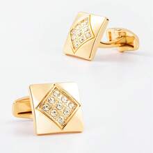 New Electroplated Gold Polished Metal Cufflinks, French Shirt Cufflinks - Gold - View 8