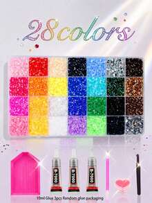 Diamond Setting Kit, 48,000-15,000 Y2K Resin Jelly-Like Flat-Bottomed Rhinestones, 48 Colors, 3mm Rhinestone Setting Kit, Includes 3 Bottles Of B7000 Glue And Tools, Suitable For DIY Diamond Painting Crafts. - Rhinestones - View 13
